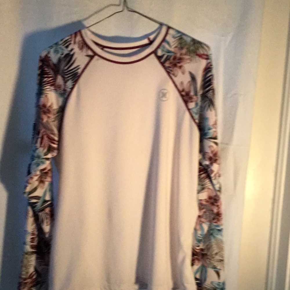 Hurley Floral Sleeve xSun Rash Guard - White and Multicolor